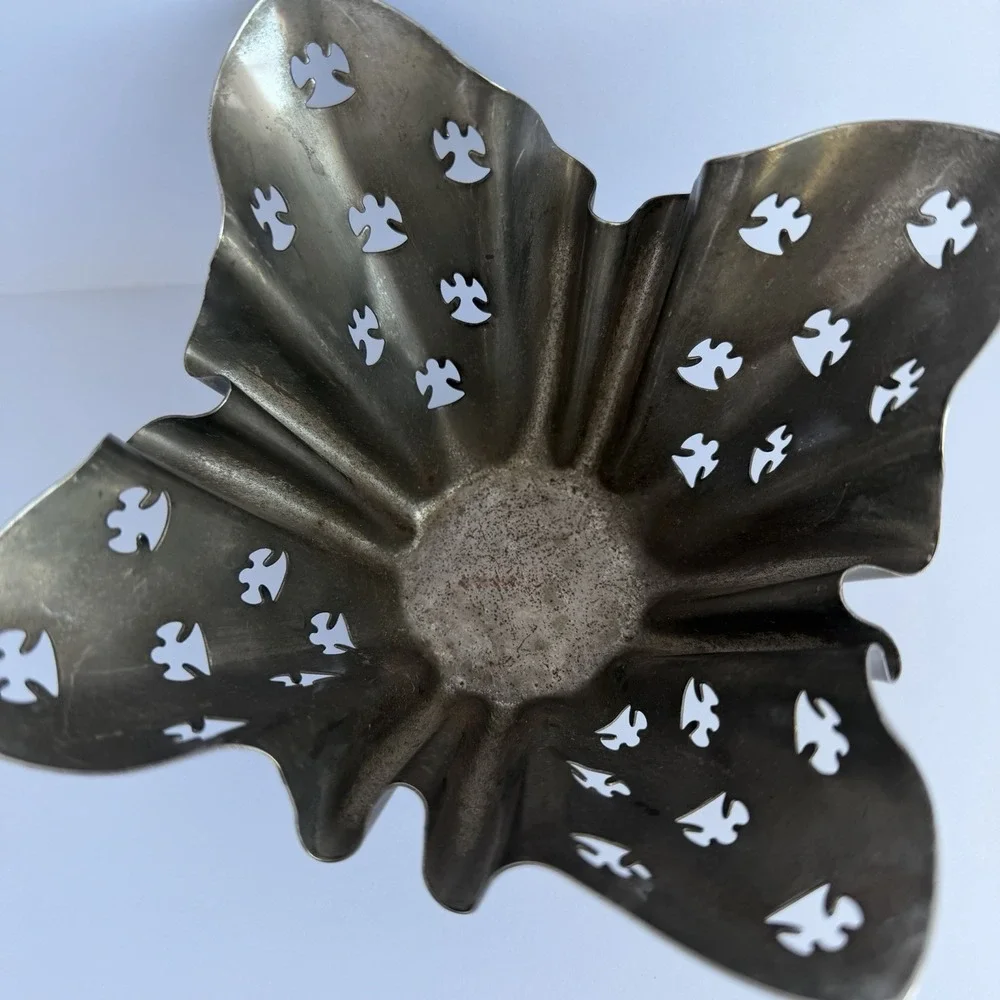 Vtg Silverplated Votive Candle Holder Angel‎ Cutouts Christmas Whimsical *Wear*